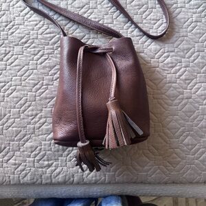 Shaffer Greta Mini Crossbody  Brown Leather Bucket Bag